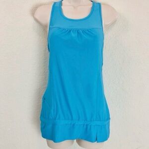 Athleta Sporty Light Blue Racer Back Tank Top Low Ride Elastic‎ Waist Medium